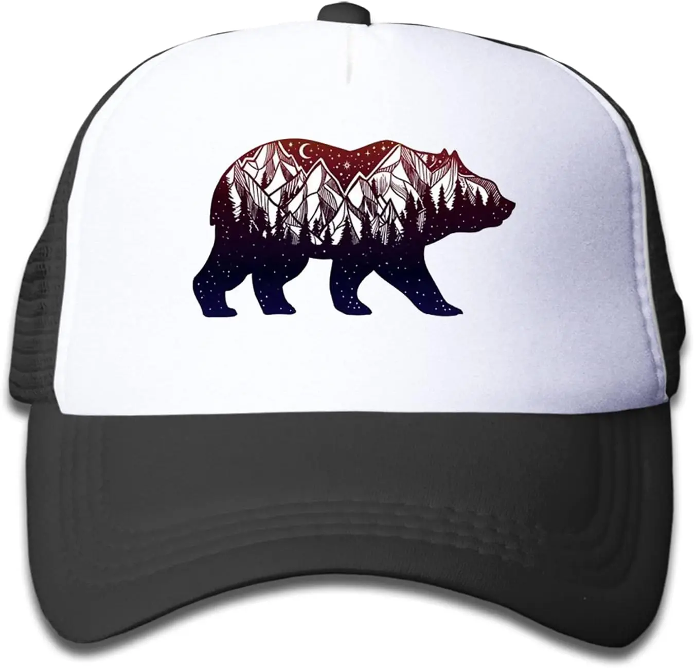

Bear Forest Mountain Trucker Mesh Hat Adjustable Youth Toddler Baseball Cap for 3-10 Years Old Boys and Girls Kids Baseball Cap