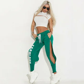 Conjunto de Duas Peças Feminino de Malha com Top de Gola Redonda e Calças Longas 8 Gymdolphins Summer Women's Sports Suit Round Neck Short Sleeves Skinny T-shirt and Lace-up Sweatpants Hollowed Fitness Gym Sets
