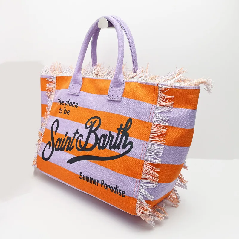 SAINT BARTH European & American Striped Canvas Tote Bag 7 S61201837b7d14918998b42598854a1dbR