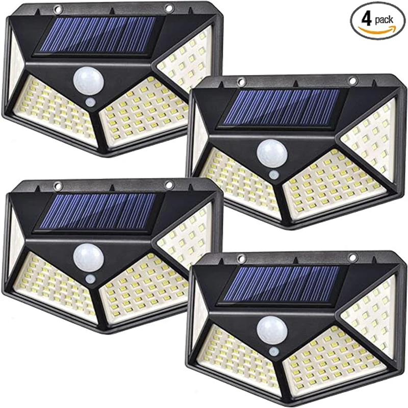 

1/2/4Pcs 100 LED Solar Wall Lights Outdoor Solar Lamp PIR Motion Sensor Solar Powered Sunlight Street Light for Garden Light