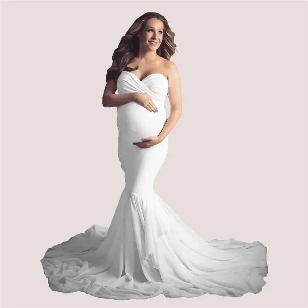 

Trumpet Maternity Dresses for Photo Shoot Pregnant Women Dress Shoulderless Pregnancy Dress Photography Baby Shower Dress