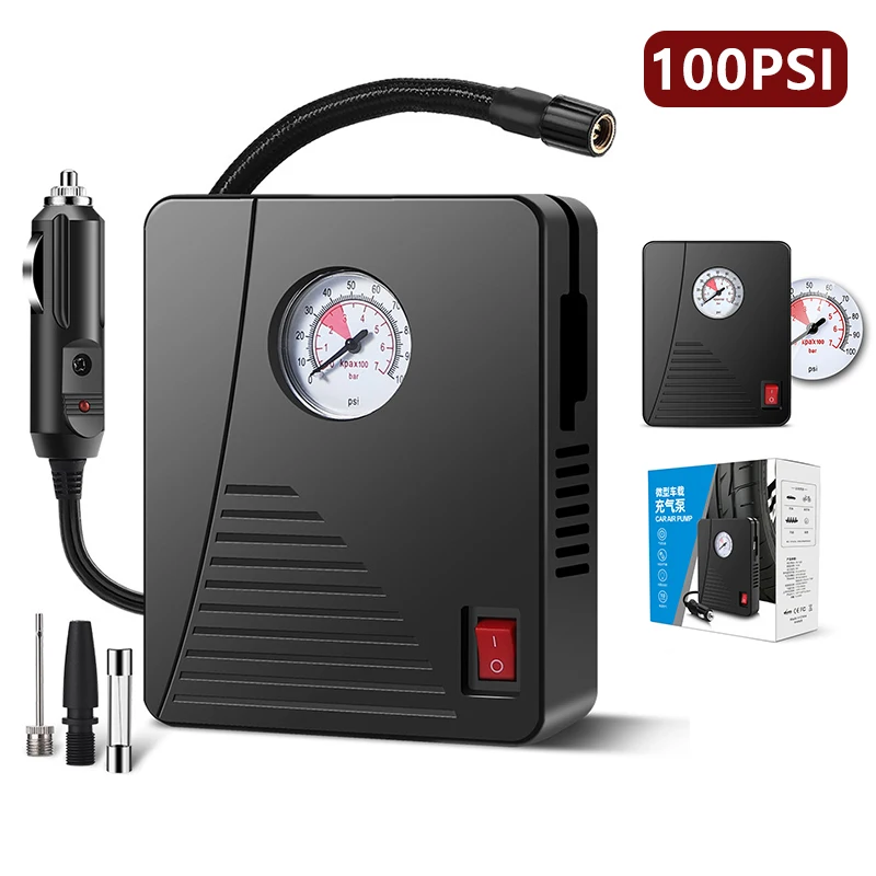 

100PSI Car Electric Air Pump 96W Mini Tire Inflator 12V 35L/Min Portable Air Compressor For Car Motorcycles Bicycle Ball Inflato