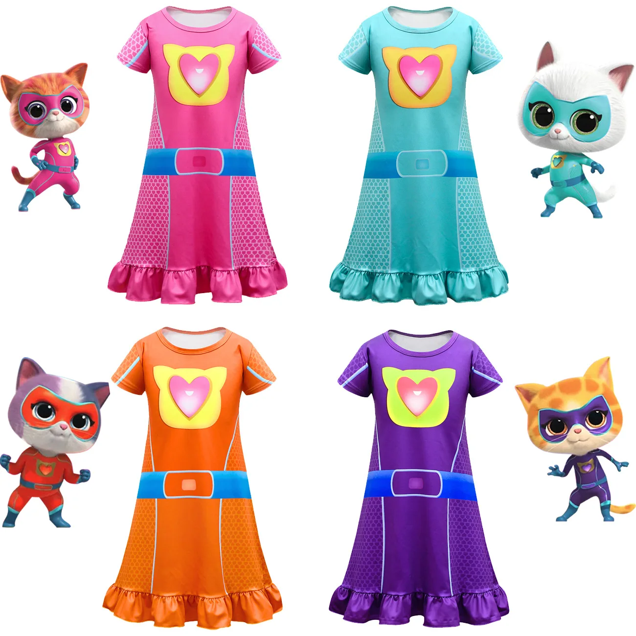 Kids Dresses for Girls Super Kitties Nightdress Summer Clothes Cartoon Nightgown Short-sleeved Pajamas Baby Children Homewear
Kids Dresses for Girls Super Kitties Nightdress Summer Clothes Cartoon Nightgown Short-sleeved Pajamas Baby Children Homewear