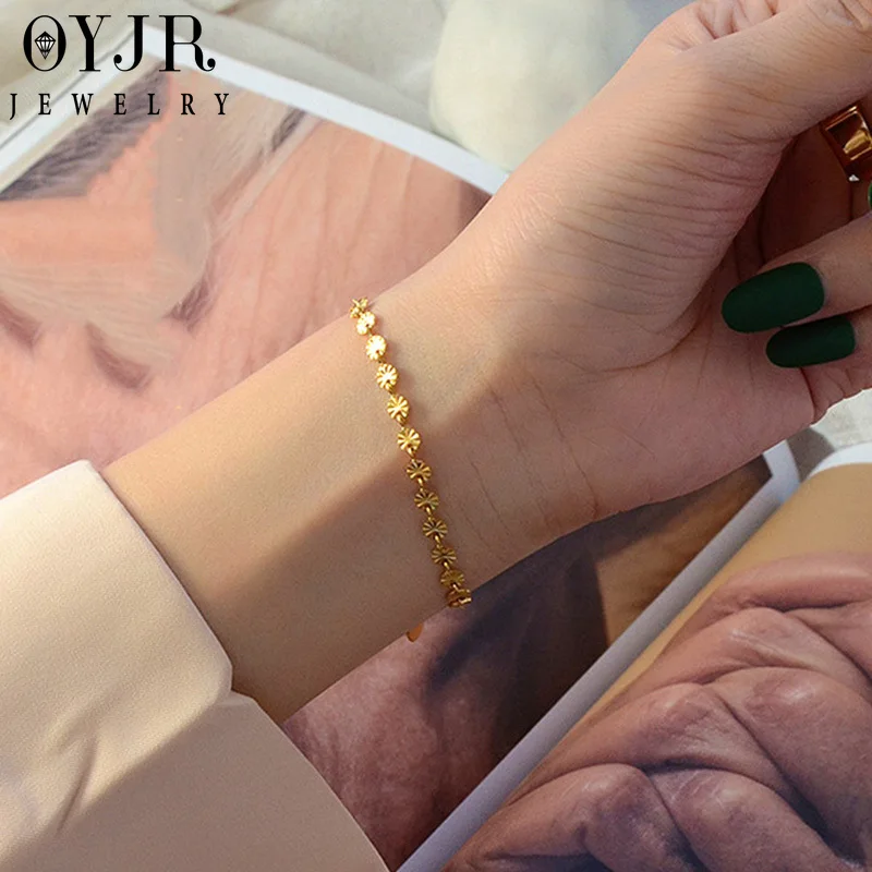 

OYJR Kpop Flower Bracelet Pulseras Bracelets Bangle Stainless Steel Jewelry Women 2022 Gold Color Charm Bracelets Jewellery Gift