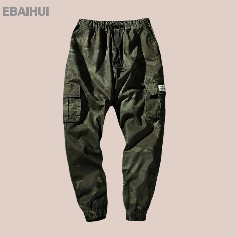 

EBAIHUI Men's Casual Safari Pants Camouflage Pockets Harem Pants Plus Size Elastic Waist Drawstring Pencil Trousers