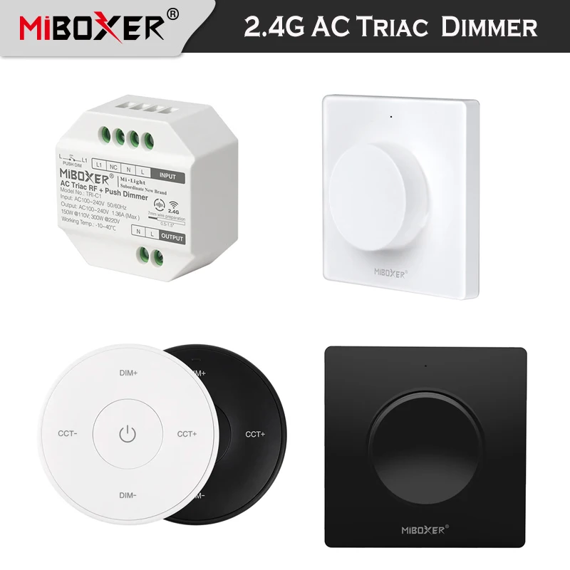 

Miboxer 110-240 в 2,4G AC Triac RF Диммер с нажимом TRI-C1 & K1 K1B вращающаяся панель переключателя пульт дистанционного управления и K2 K2B пульт дистанционного управления для LED Buld