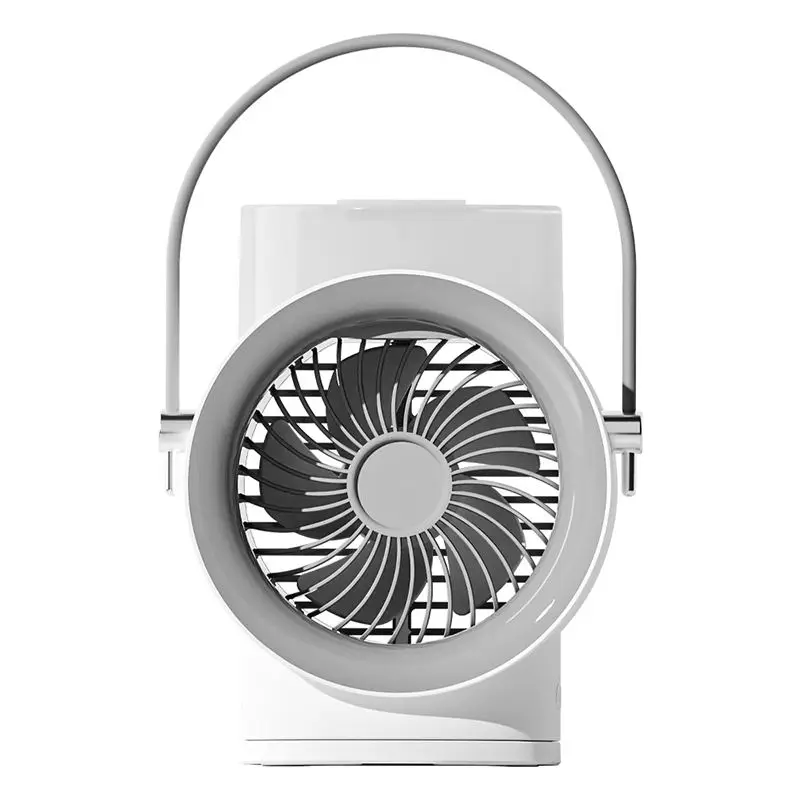 

2024 New Auto Rotation Desktop Air Condition Fan 4000mAh Rechargeable Water Mist Fan with Warm Night light and Aromatherapy Func