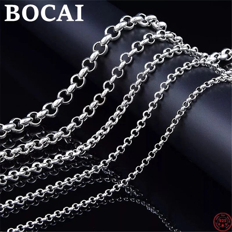 

BOCAI Trendy S925 Sterling Silver Necklace 2022 New Fashion 3mm-8mm O-Chain S-Buckle Pure Argentum Jewelry for Men and Women