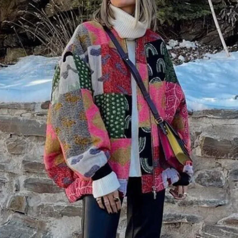 Women Print Geometric Sweaters Zipper V Neck Thick Jumpers Cardigan Jumpers Knitted Splice Sweater Winter 2023 Loose Fit
Women Print Geometric Sweaters Zipper V Neck Thick Jumpers Cardigan Jumpers Knitted Splice Sweater Winter 2023 Loose Fit