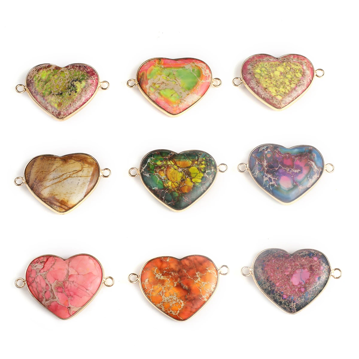 3 Pcs Natural Stone Connectors Heart Shape Random Healing Crystal Agate Stone Pendants for Jewelry Making Necklace
3 Pcs Natural Stone Connectors Heart Shape Random Healing Crystal Agate Stone Pendants for Jewelry Making Necklace