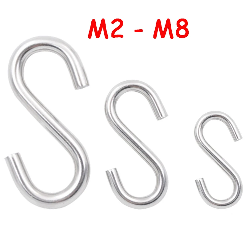 10 шт., S-образный крючок из нержавеющей стали
10 шт., S-образный крючок из нержавеющей стали
