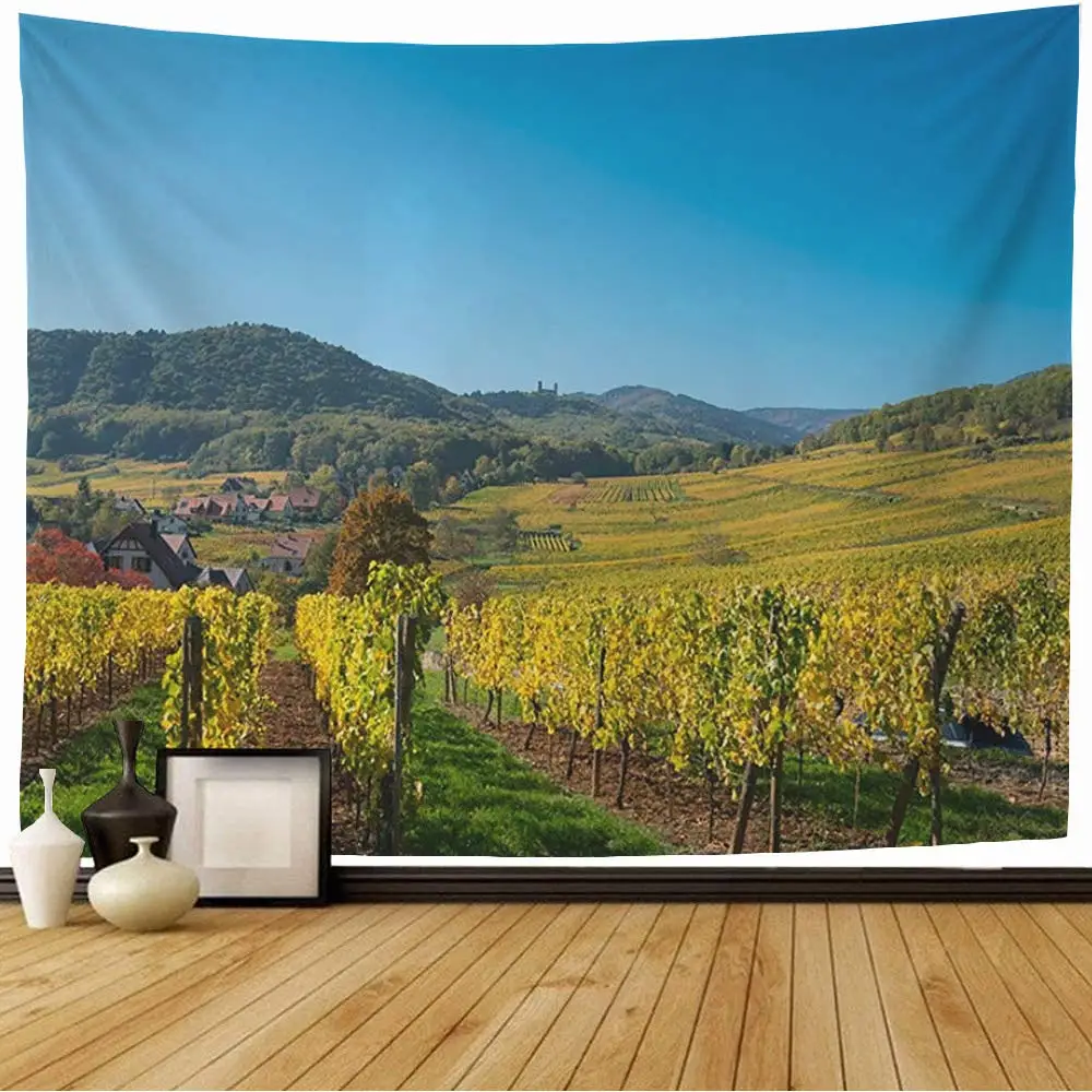 

Vineyards Tapestry Sky Clouds Nature Parks In Mountain Outdoor Scenery Tapestry Wall Hanging for Bedroom Living Room Dorm Decor
