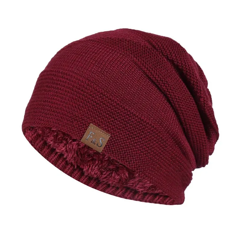 New Unisex Slouchy Winter Hats Add Fur Lined Men And Women Warm Beanie Cap Casual Label Decor Winter Knitted Hats New Unisex Slouchy Winter Hats Add Fur Lined Men And Women Warm Beanie Cap Casual Label Decor Winter Knitted Hats