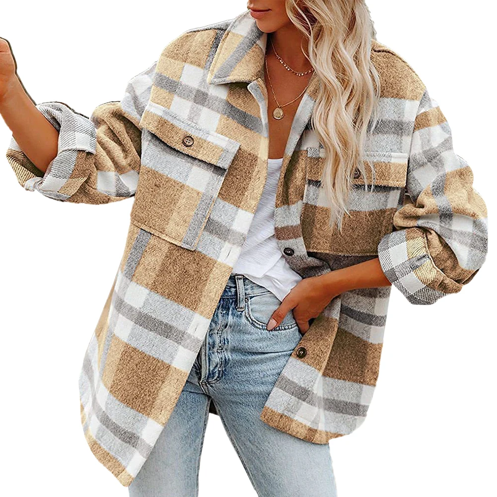 Warm Women Coats Leisure Plaid Shirts Autumn Tops Baggy Winter Business Work Button Up Check Clubwear Female Fashion
Warm Women Coats Leisure Plaid Shirts Autumn Tops Baggy Winter Business Work Button Up Check Clubwear Female Fashion