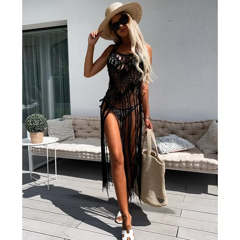 2024 Crochet Tunic Bikini Cover-ups Sexy Hollow Out Dress Women Summer Clothes Beach Wear Swim Suit See Through Tassel Cover Up
2024 Crochet Tunic Bikini Cover-ups Sexy Hollow Out Dress Women Summer Clothes Beach Wear Swim Suit See Through Tassel Cover Up