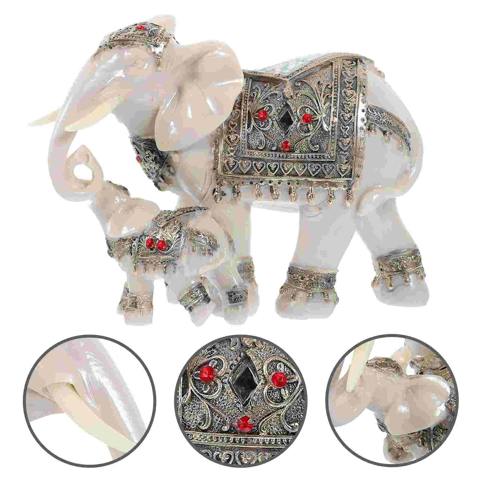

Elephant Ornaments Wealth Statue Room Decor Resin Crafts Figurine Desktop Adornment Animal European Style Vintage Luck