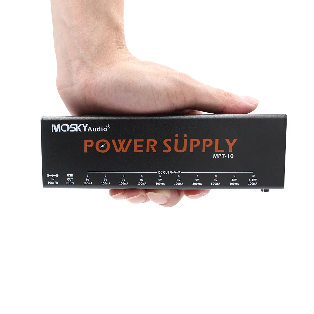MOSKYAUDIO MPT-10 Guitar POWER SUPPLY 10 Isolated DC Outputs/ 4-12V USB Output for 9V 12V 18V Guitar Effect Pedal
MOSKYAUDIO MPT-10 Guitar POWER SUPPLY 10 Isolated DC Outputs/ 4-12V USB Output for 9V 12V 18V Guitar Effect Pedal