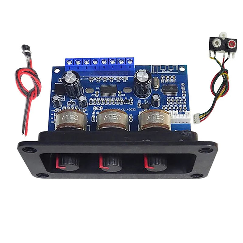 

2.1 Channel Bluetooth 5.0 Audio Amplifier Board 2X25W+50W Subwoofer Class D Amplifier Board Kit With DC Female+AUX Cable