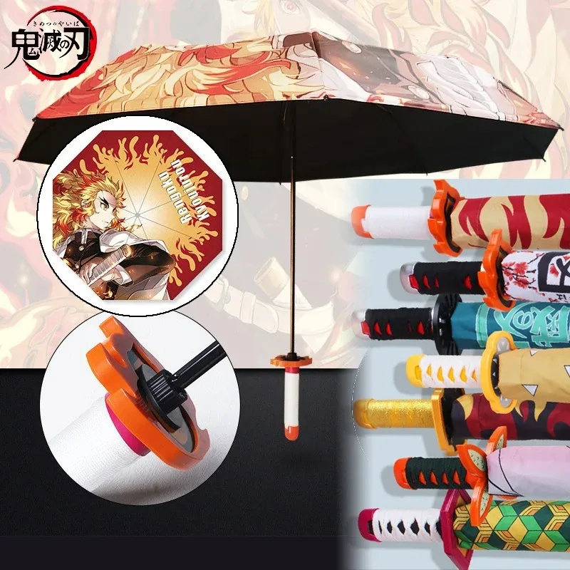 Demon Slayer Anime Umbrella Three-folding Sunny Parasol Kimetsu No Yaiba Rengoku Kyoujurou Samurai Sword Handle Katana Umbrella
Demon Slayer Anime Umbrella Three-folding Sunny Parasol Kimetsu No Yaiba Rengoku Kyoujurou Samurai Sword Handle Katana Umbrella