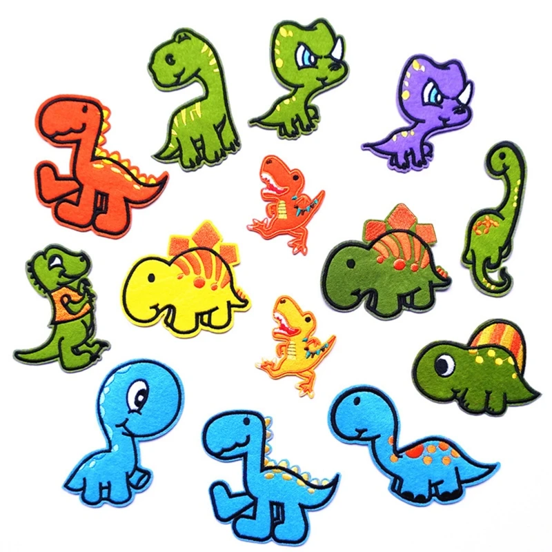 

14Pcs Colorful Cartoon Dinosaur Sew/Iron On Appliques Embroidered Patches DIY Craft Decorative Badge for Kids Clothes Dropship