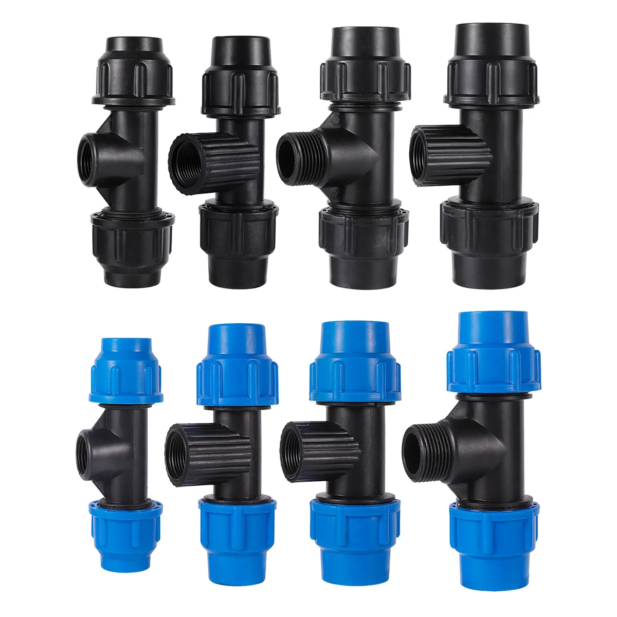 

PE Pipe Locked Equal Tee 20/25/32mm To 1/2" 3/4" 1" Thread PE Tubing Quick Coupling Balcony Micro-irrigation Sprinkler Fittings