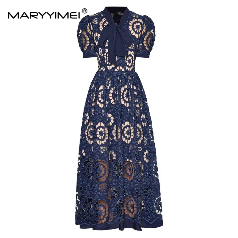 MARYYIMEI Summer Fashion Designer Women's dress Short sleeved Hollowed out Embroidery Vintage Elegant Party Dresses
MARYYIMEI Summer Fashion Designer Women's dress Short sleeved Hollowed out Embroidery Vintage Elegant Party Dresses