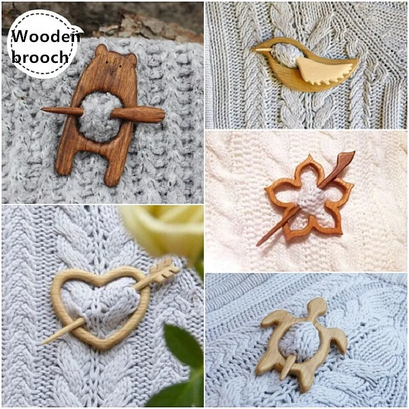 

Wooden Brooch Pin Animal Pattern DIY Craft Badge Cartoon Pin Funny Cute Shawl Pin Scarf Buckle Clasp Pins Jewelry Unisex