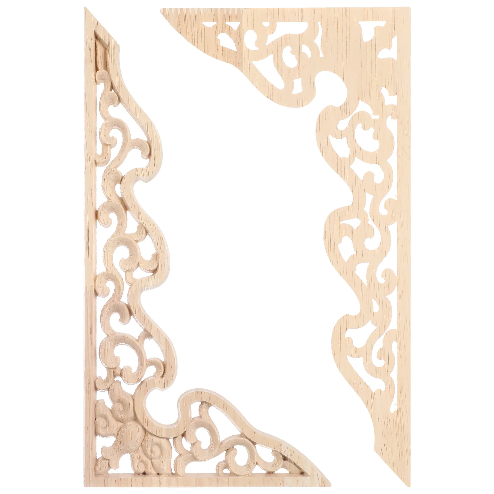 

Wood Carving Decals Furniture Unpainted Frame Chinese Style Carved Onlay Wooden Applique Bed Door Decor