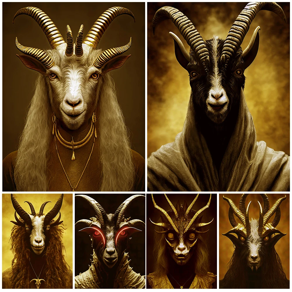 Devil Goat Man Vintage Wall Art Canvas Painting Horned Demon Sheep Head Man Portrait Painting Abstract Demon Poster Print Decor
Devil Goat Man Vintage Wall Art Canvas Painting Horned Demon Sheep Head Man Portrait Painting Abstract Demon Poster Print Decor