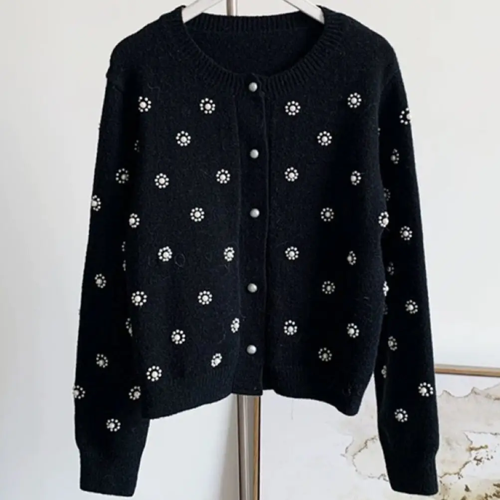 High-quality Beaded Flower Nailing Long Sleeve Black Sweater Cardigan Women's Fashion Top Tide 2023 Autumn Winter
High-quality Beaded Flower Nailing Long Sleeve Black Sweater Cardigan Women's Fashion Top Tide 2023 Autumn Winter