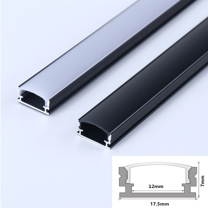 

1-30/шт., 0,5 м, черный U-образный светодиодный алюминиевый профиль для держателя канала 5050, 5630, линейная полоса для освещения шкафа с молочным/черным покрытием