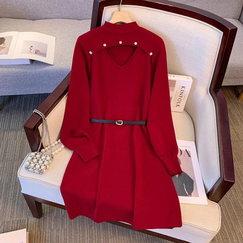 Casual Knited Mini Dresses For Women Spring Autumn Female Half Turtleneck Long Sleeve Large Size 4XL Black Red Beading Vestidos
Casual Knited Mini Dresses For Women Spring Autumn Female Half Turtleneck Long Sleeve Large Size 4XL Black Red Beading Vestidos