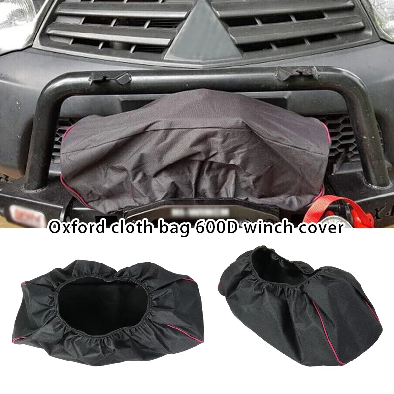 

Black 600D Oxford Waterproof Winch Dust Capstan Protective Cover for 8000-17500lbs Vehicle Trailer SUV Car Accessories Universal