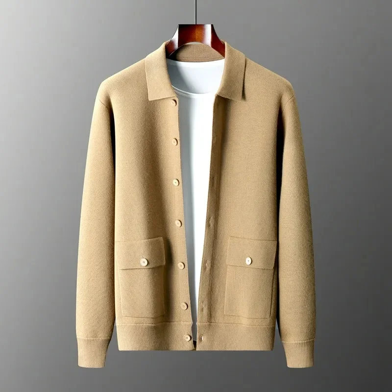 100% Merino Wool Men's Lapel Knit Cardigan 2023 Autumn and Winter Thickened Long Sleeved Suit Shirt Cashmere Sweater Jacket Coat
100% Merino Wool Men's Lapel Knit Cardigan 2023 Autumn and Winter Thickened Long Sleeved Suit Shirt Cashmere Sweater Jacket Coat