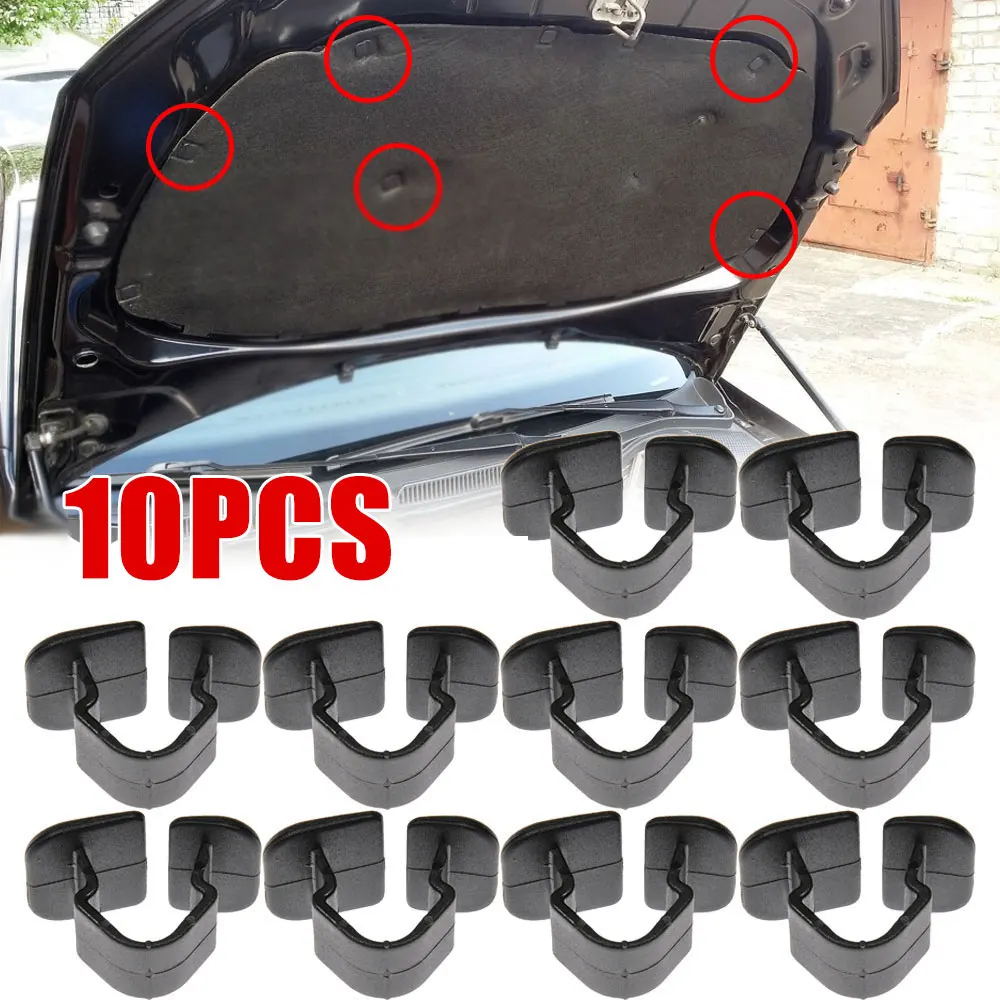 

10x Black Car Hood Soundproof Cotton Clip 1H5863849A01C Plastic Hood Bonnet Insulation Clip Rivet Retainer for VW Polo Tiguan