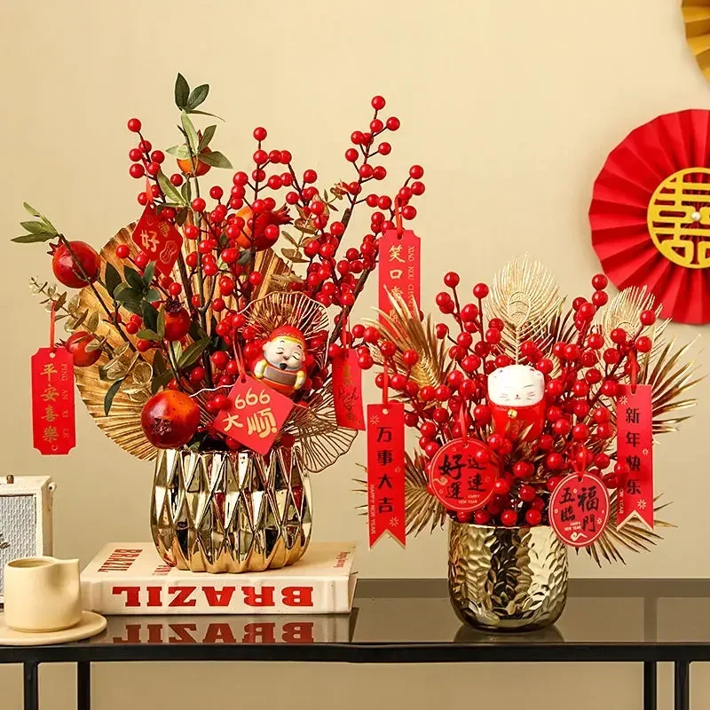 Red Fortune Fruit Simulation Flowers Ceramic Vase Set New Year Wedding Ornaments Home Livingroom Porch Desktop Decoration Crafts
Red Fortune Fruit Simulation Flowers Ceramic Vase Set New Year Wedding Ornaments Home Livingroom Porch Desktop Decoration Crafts