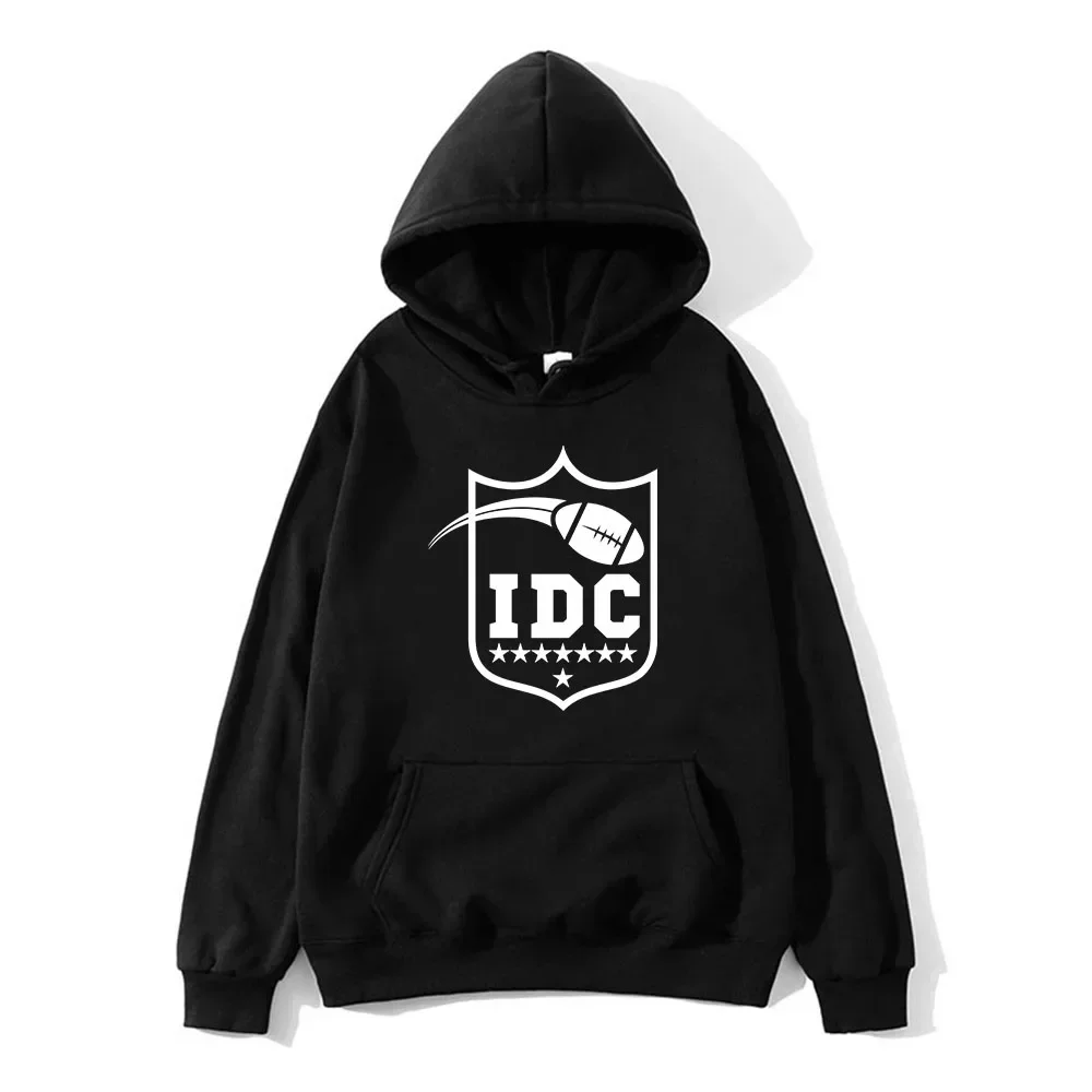 

I Don't Care IDC Football Hoodie Comfortable for Autumn/Winter Moletom Fleece Soft Long Sleeve Clothes Casual Ropa Hombre Hoody