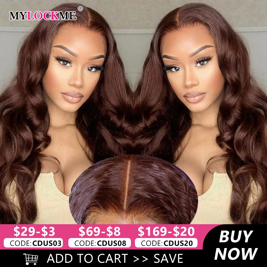 

Chocolate Brown Body Wave Glueless Wigs Human Hair 5x5 Brazilian Lace Closure Wig 180% HD Transparent 13x4 13x6 Lace Frontal Wig