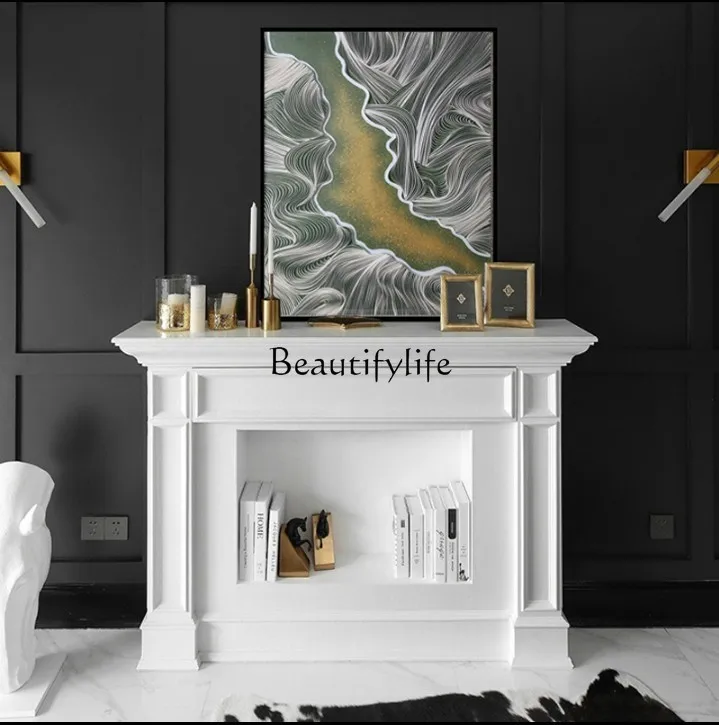 American Fireplace Curio Cabinet Solid Wood White Hallway Living Room Simple French Fireplace Mantel 
American Fireplace Curio Cabinet Solid Wood White Hallway Living Room Simple French Fireplace Mantel