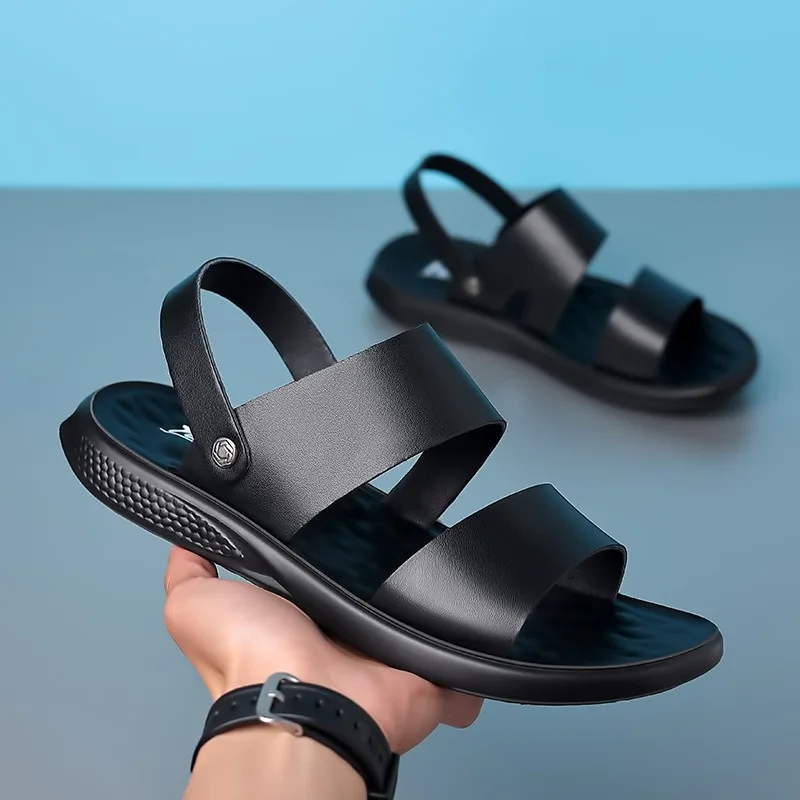 

Summer New Men's Sandals Light PU Leather Casual Sandal Outdoor Beach Sandals for Men Non Slip Platform Sandals Sandalias Hombre