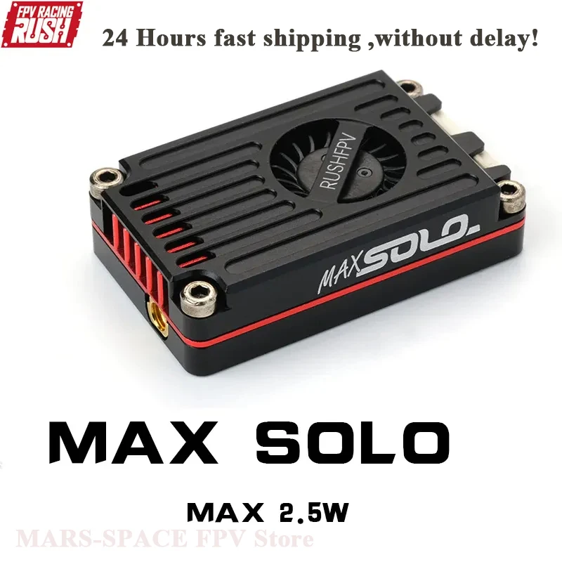 

RUSH TANK MAX SOLO 5.8GHz 2.5W High Power 48CH VTX Video Transmitter with CNC shell for RC FPV Long Range Fixed-wing Drones DIY