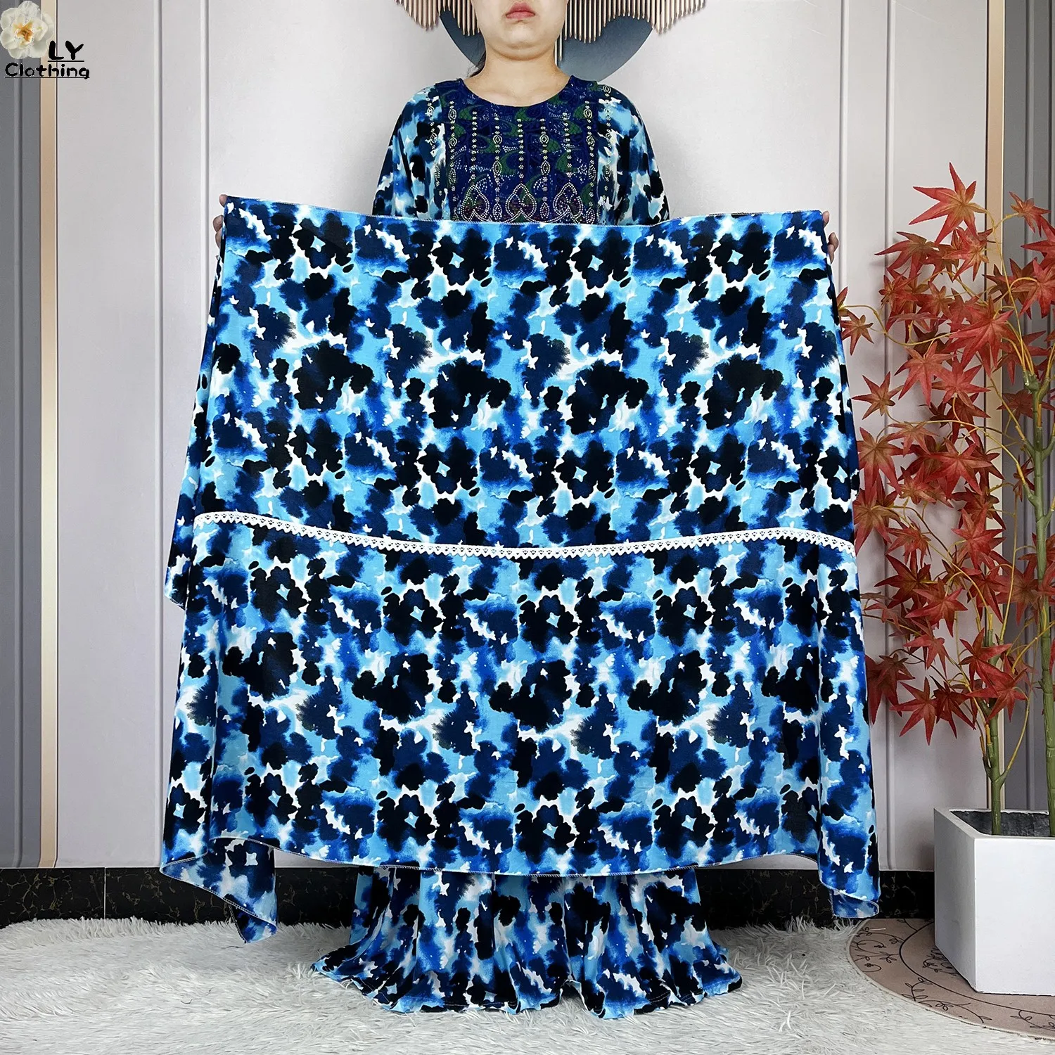 فستان نسائي جديد موضة 2026 بتصميم زهري وأكمام طويلة من القطن مع وشاح كبير، قفطان دبي، فستان فضفاض كاجوال، فساتين أفريقية فستان نسائي جديد موضة 2026 بتصميم زهري وأكمام طويلة من القطن مع وشاح كبير، قفطان دبي، فستان فضفاض كاجوال، فساتين أفريقية