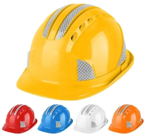

Worker Construction Site Protective Cap Ventilate ABS Hard Hat Reflective Stripe Safety Helmet