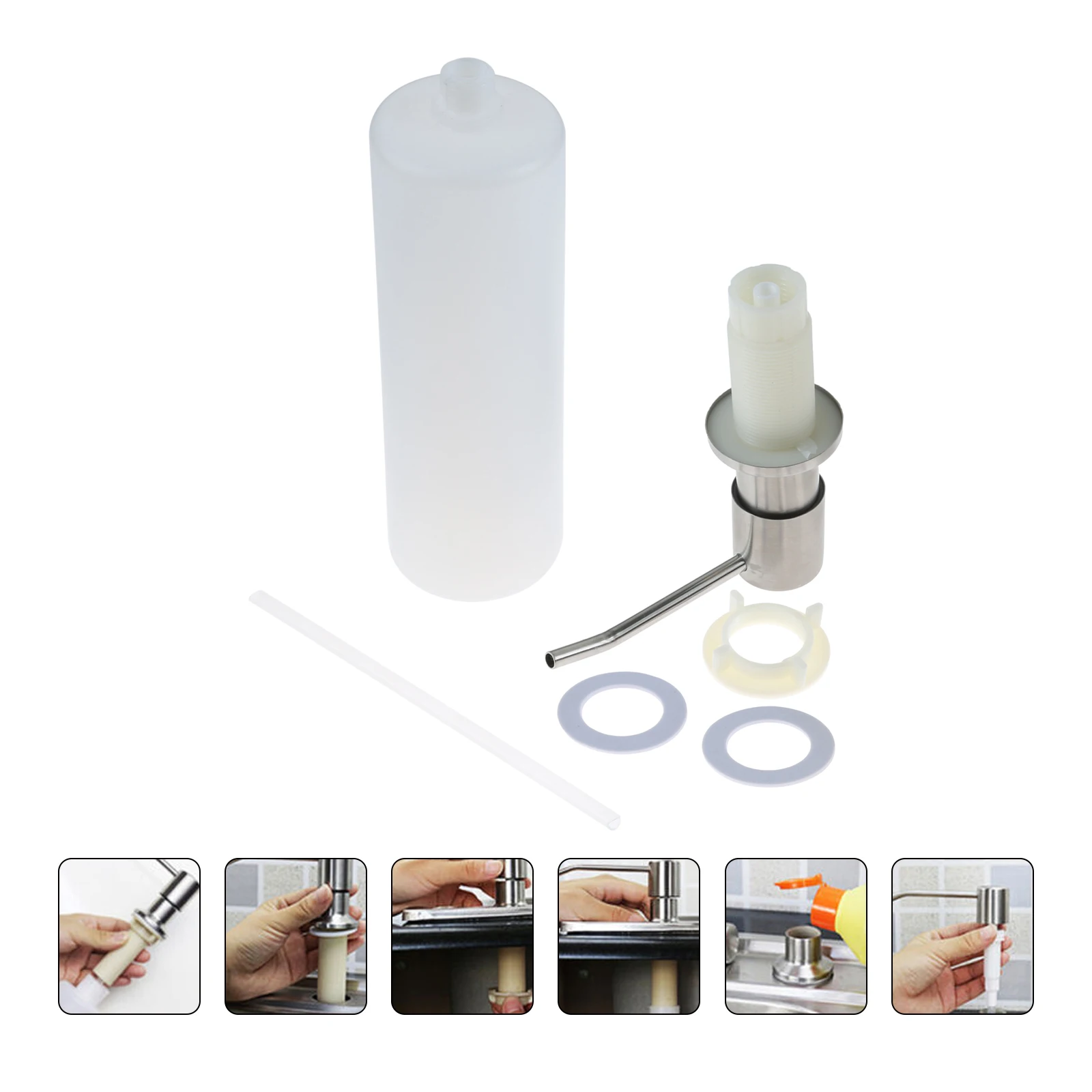 Black Liquid Soap Dispensers Stainless Steel Pump Head with 500ML Plastic Bottle Build In Dispenser Soap for Kitchen Accessories
Black Liquid Soap Dispensers Stainless Steel Pump Head with 500ML Plastic Bottle Build In Dispenser Soap for Kitchen Accessories