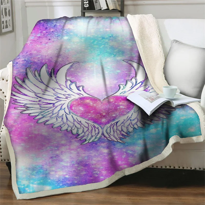 

Креативное мультяшное одеяло с крыльями любви, мягкие теплые плюшевые одеяла для дома, спальни, кровати, дивана, пикника, путешествий, офиса, искусственный чехол