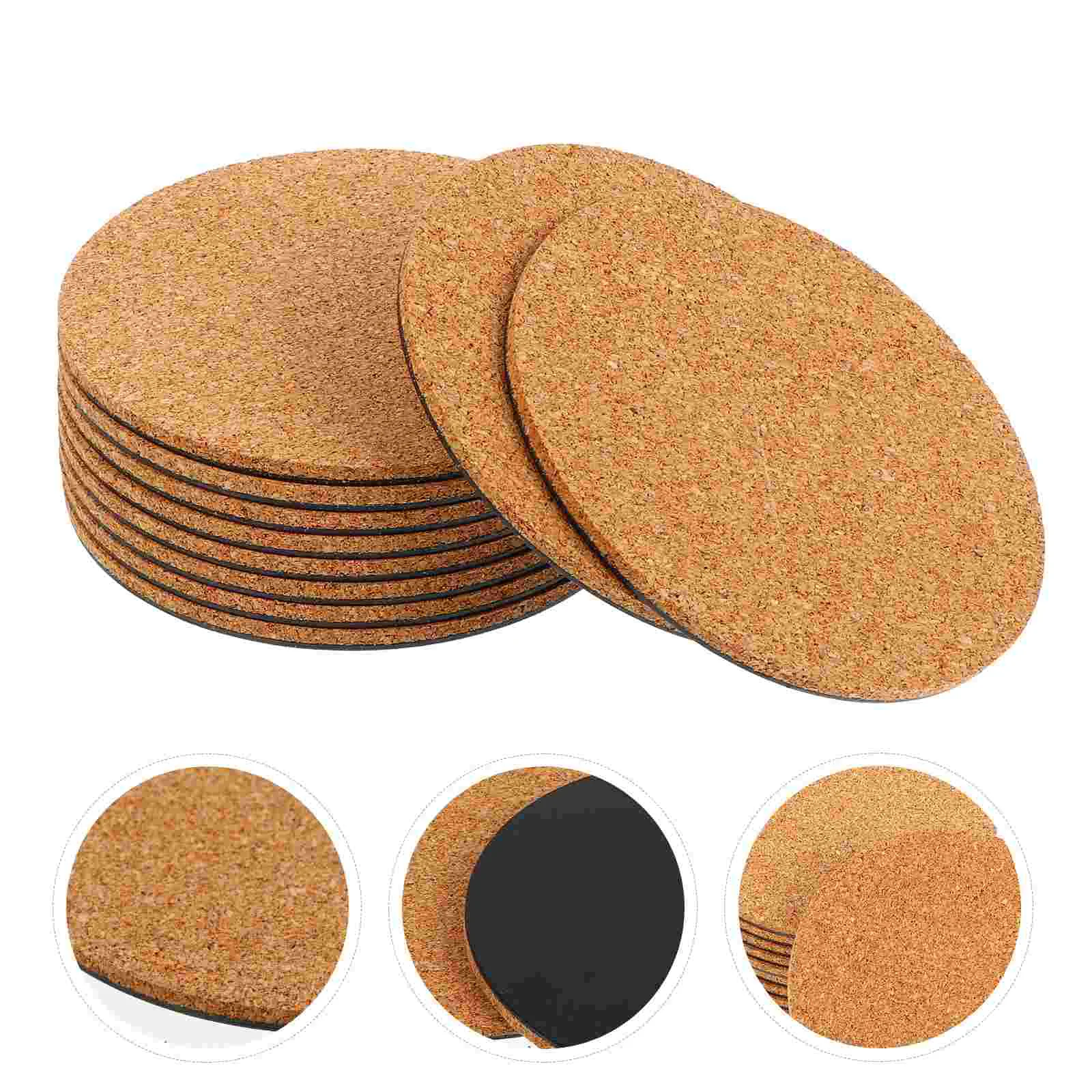 

10pcs Cork Coaster Round Cork Mats Cork Trivets Dishes Wooden Coasters Absorbent Table Board for Garden Home Bar