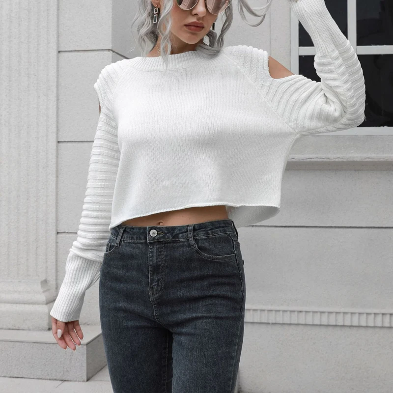 Women Streetwear Loose Long Sleeve Knitted Pullover Top Autumn Casual Fashion Short Sweater Winter Office Off-shoulder Sweaters
Women Streetwear Loose Long Sleeve Knitted Pullover Top Autumn Casual Fashion Short Sweater Winter Office Off-shoulder Sweaters