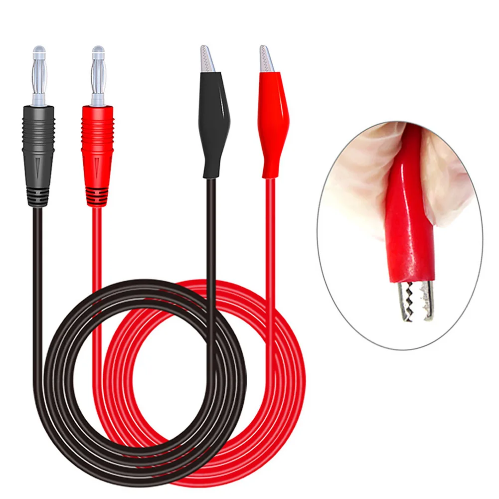 

1m Multimeter Test Leads Cable Line Wire Banana Plug To Crocodile Clamp Soft Test Leads Double Stitch Alligator Test Leads Clip