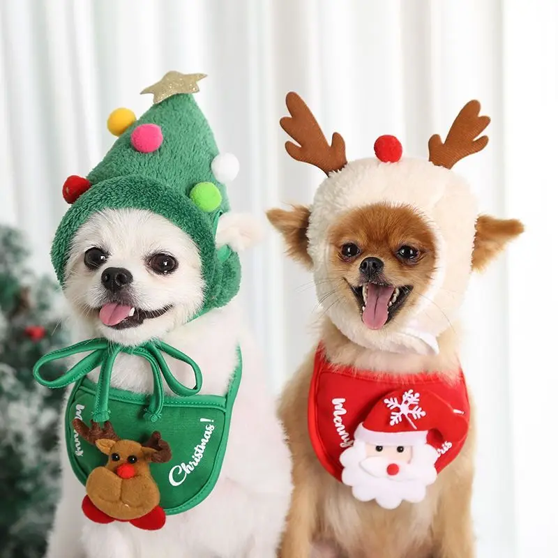 

Autumn and Winter Pets Christmas Dress Up Hats Lips Scarves Dogs Cats Teddy French bulldog Pomeranian Clothing Supplies