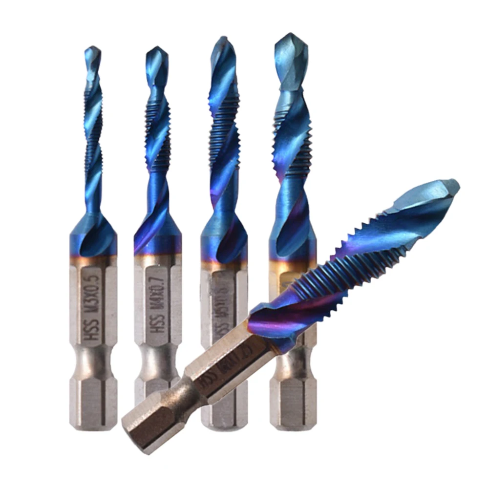 5pcs M3-M8 1/4 Hex Shank HSS Screw Thread Metric Tap Drill Bits Machine Compound Blue Machine Spiral Tap Hand Tools Taps Dies
5pcs M3-M8 1/4 Hex Shank HSS Screw Thread Metric Tap Drill Bits Machine Compound Blue Machine Spiral Tap Hand Tools Taps Dies